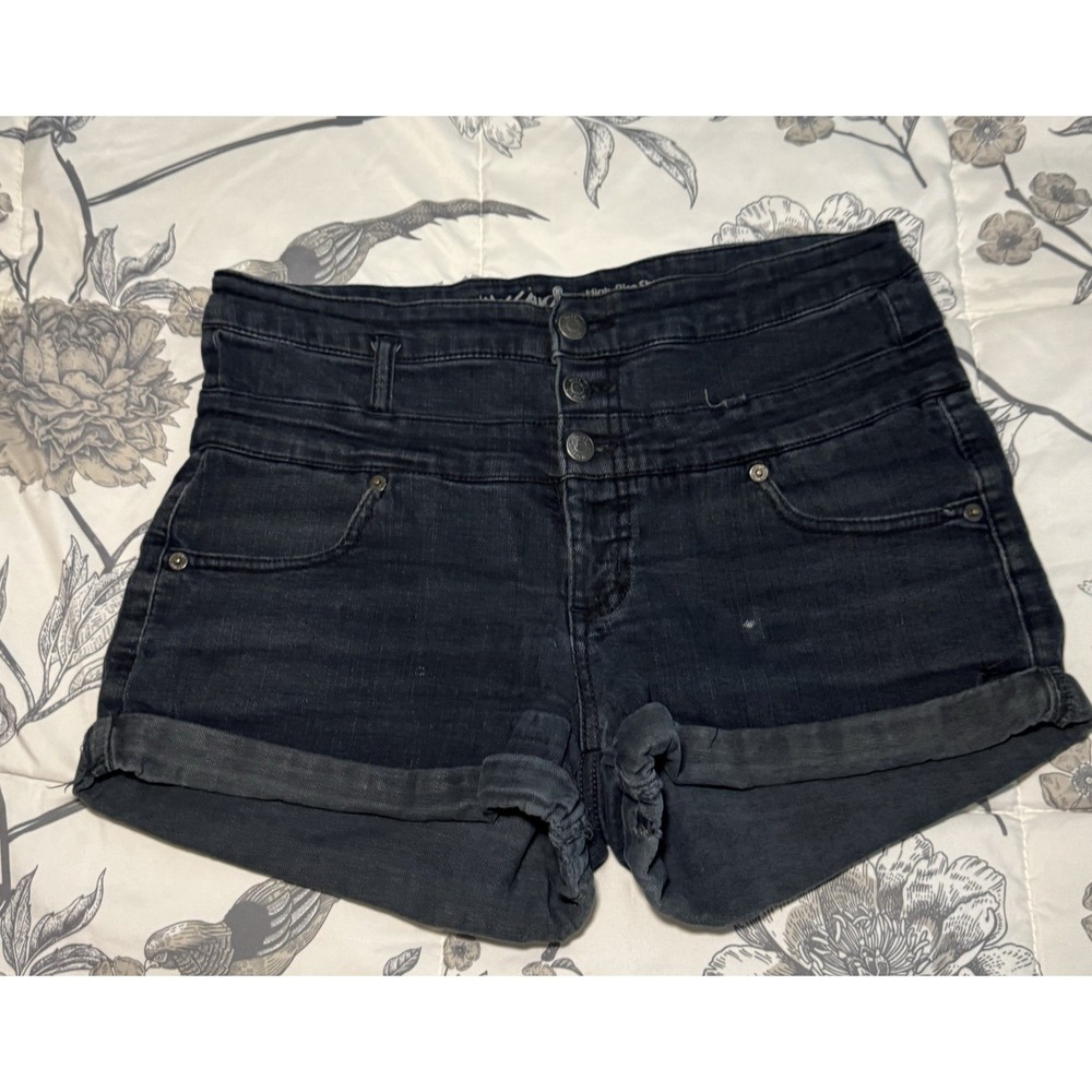 Mossimo Denim High Rise Short Black Cuffed 3 Button Size 8